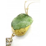 Liora Green Stone & Tassel Pendant Necklace